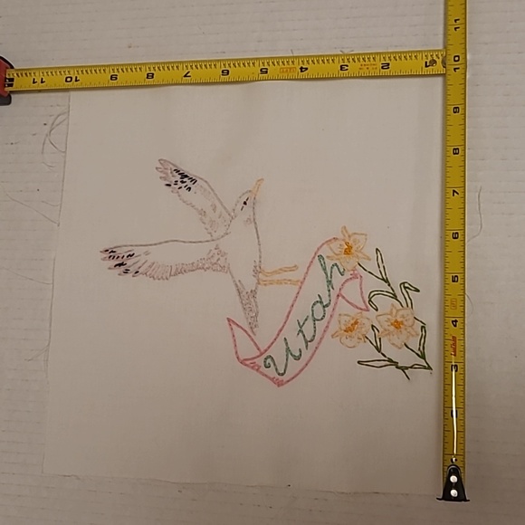 Vintage Hand Stitched Utah State Bird & Flower - Picture 13 of 16